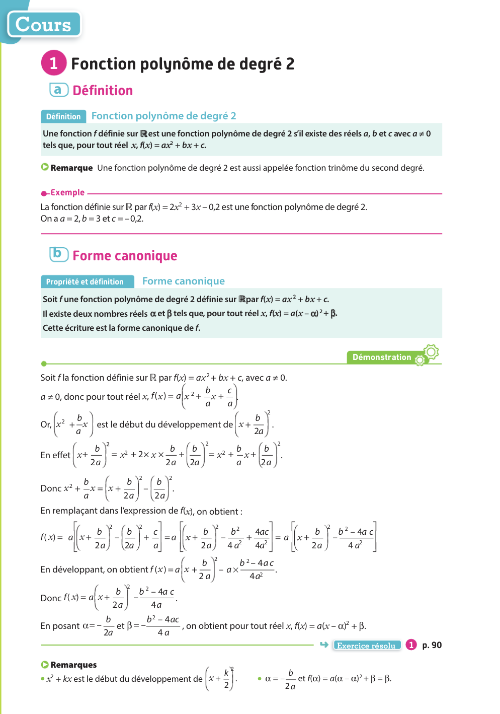 2.1 . Fonctions Polynôme De Degré 2 – Cours Gaïa